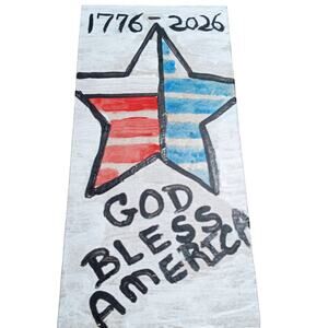 Hand-Painted Ceramic Tile 1776-2026 God Bless America Patriotic/Americana Decor